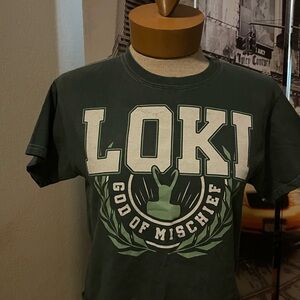 Forest Green “Loki god of mischief” cropped T size XS